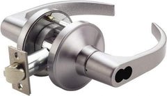 PDQ - Heavy Duty Storeroom Lever Lockset - 2-3/4" Back Set, Small Format I/C Less Cylinder, Zinc, Antimicrobial Coated, Satin Chrome Plated Finish - Exact Tool & Supply