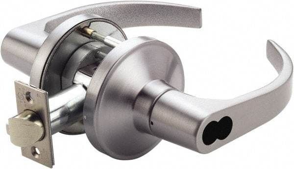 PDQ - Heavy Duty Entrance Lever Lockset - 2-3/4" Back Set, Small Format I/C Less Cylinder, Zinc, Antimicrobial Coated, Satin Chrome Plated Finish - Exact Tool & Supply