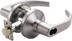 PDQ - Heavy Duty Entrance Lever Lockset - 2-3/4" Back Set, Small Format I/C Less Cylinder, Zinc, Antimicrobial Coated, Satin Chrome Plated Finish - Exact Tool & Supply