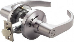 PDQ - Heavy Duty Classroom Intruder Lever Lockset - 2-3/4" Back Set, Small Format I/C Less Cylinder, Zinc, Satin Chrome Plated Finish - Exact Tool & Supply