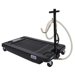 Lincoln - Oil Drain Containers; Type: Oil Drain w/Casters ; Container Size: 17 Gal. ; Color: Black; white ; Hose Length: 72 (Inch) - Exact Tool & Supply