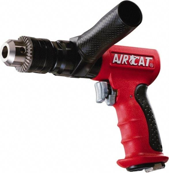 AIRCAT - 1/2" Reversible Keyed Chuck - Pistol Grip Handle, 400 RPM, 6 CFM, 0.625 hp, 90 psi - Exact Tool & Supply