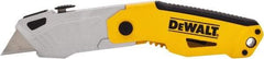DeWALT - 1-1/4" Blade, 7-1/2" OAL, Utility Blade Folding Knife - 4-1/2" Closed Length, Metal, 3 Blades, 1 Edge - Exact Tool & Supply
