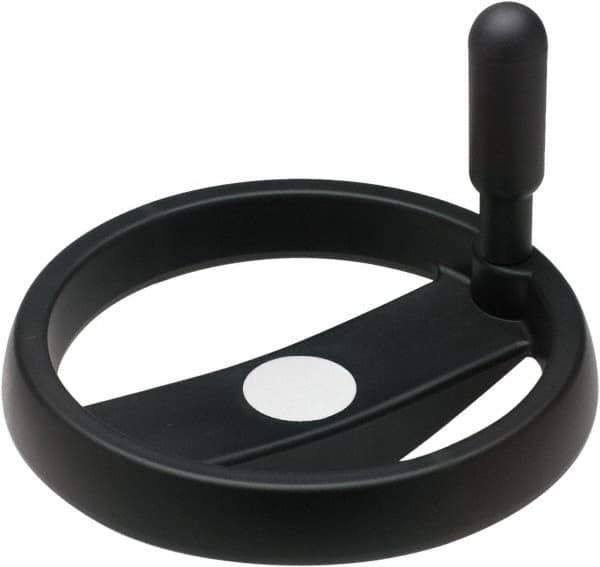 Elesa - 3.9", 2 Spoke Handwheel with Revolving Handle - 0.71" Hub, High Impact Strength Technopolymer, Black Matte Finish - Exact Tool & Supply