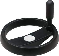 Elesa - 3.9", 2 Spoke Handwheel with Revolving Handle - 0.71" Hub, High Impact Strength Technopolymer, Black Matte Finish - Exact Tool & Supply