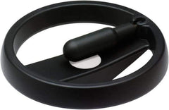 Elesa - 6.3", 2 Spoke Handwheel with Retractable Handle - 1.02" Hub, High Impact Strength Technopolymer, Black Matte Finish - Exact Tool & Supply