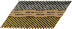Stanley Bostitch - 11 Gauge 0.12" Shank Diam 3" Long Framing Nails for Power Nailers - Steel, Bright Finish, Ring Shank, Angled Stick Paper Tape Collation, Round Head - Exact Tool & Supply