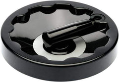 Elesa - 3.94" Diam, Duroplast Handwheel with Fold Away Handle - 0.94" Hub Diam - Exact Tool & Supply
