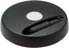 Elesa - 3.9" Diam, Technopolymer Handwheel with Fold Away Handle - 1.57" Hub Diam - Exact Tool & Supply