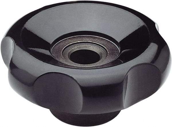 Elesa - 3.9" Head Diam, 6 Point Lobed Knob - 1/2" Hole, Duroplast - Exact Tool & Supply