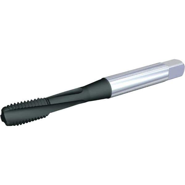 Kennametal - M6x1.00 Metric 3 Flute 6H Modified Bottoming Spiral Flute Tap - Powdered Metal, Nitride Finish, 63.4mm OAL, Right Hand Flute, Right Hand Thread, D5, Series T662 - Exact Tool & Supply