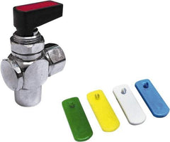 Value Collection - 3/8" Pipe, Brass Miniature Ball Valve - Right Angle, FNPT x FNPT Ends, Wedge Handle, 250 WOG - Exact Tool & Supply