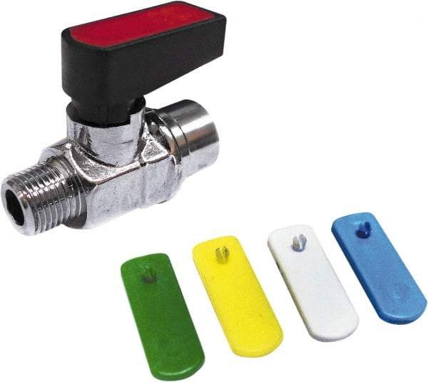 Value Collection - 1/4" Pipe, Brass Miniature Ball Valve - Inline - One Way Flow, MNPT x FNPT Ends, Wedge Handle, 250 WOG - Exact Tool & Supply