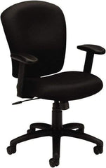 Basyx - 41" High Task Chair - 26" Wide x 34-1/2" Deep, 100% Polyester Seat, Black - Exact Tool & Supply