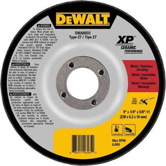 DeWALT - 24 Grit, 9" Wheel Diam, Type 27 Depressed Center Wheel - Coarse/Medium Grade, Ceramic, N Hardness, 6,600 Max RPM - Exact Tool & Supply