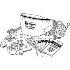 Panduit - 12 Piece Electrical Lockout Kit - Keyed Differently, Comes in Pouch - Exact Tool & Supply