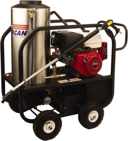 PRO-SOURCE - Gas, 11 hp, 3,000 psi, 4 GPM, Hot Water Pressure Washer - General Triplex Ceramic Plunger, 50' x 3/8" Hose - Exact Tool & Supply