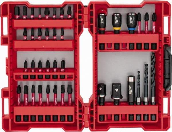 Milwaukee Tool - 40 Piece, Bit Set - 1/8 to 1/4" Hex, Phillips, Slotted, Torx, Square Point - Exact Tool & Supply