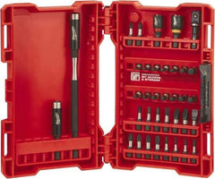 Milwaukee Tool - 36 Piece, Bit Set - 5/64 to 1/4" Hex, Phillips, Slotted, Torx, Square Point - Exact Tool & Supply