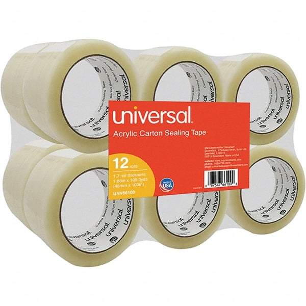 UNIVERSAL - 48mm Wide x 1.7mm Thick x 100m Long, 66100 Box Sealing & Label Protection Tape - Clear - Exact Tool & Supply