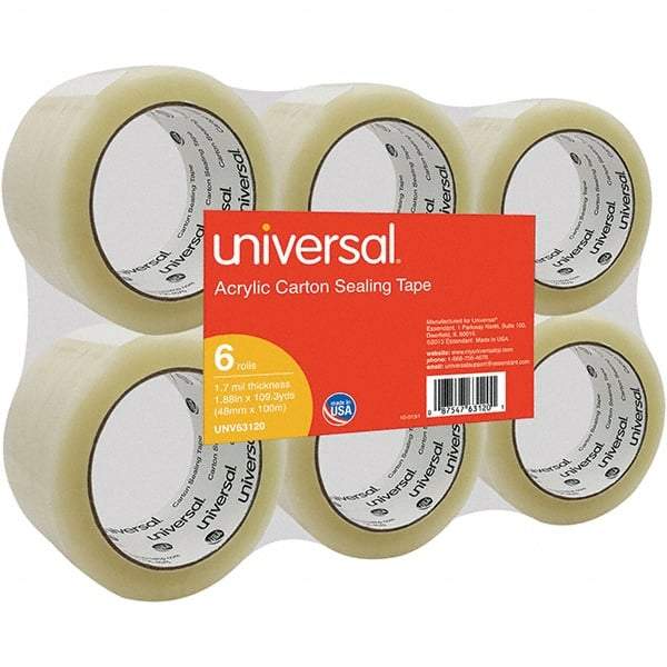 UNIVERSAL - 48mm Wide x 1.7mm Thick x 100m Long, 63120 Box Sealing & Label Protection Tape - Clear - Exact Tool & Supply