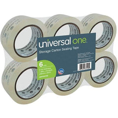 Universal One - 48mm Wide x 3mm Thick x 50m Long, 33100 Box Sealing & Label Protection Tape - Clear - Exact Tool & Supply