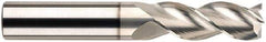 SGS - 1/4", 1/2" LOC, 1/4" Shank Diam, 2-1/2" OAL, 3 Flute, Solid Carbide Square End Mill - Single End, Uncoated, Spiral Flute, 38° Helix, Centercutting, Right Hand Cut, Right Hand Flute, Series 43 - Exact Tool & Supply