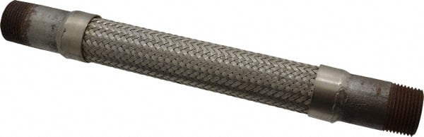 Made in USA - 12" OAL, 1" ID, 580 Max psi, Flexible Metal Hose Assembly - Exact Tool & Supply