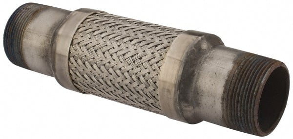 Made in USA - 12" OAL, 2-1/2" ID, Flexible Metal Hose Assembly - Exact Tool & Supply