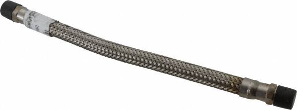 Made in USA - 12" OAL, 3/8" ID, 1,450 Max psi, Flexible Metal Hose Assembly - Exact Tool & Supply