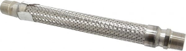 Made in USA - 12" OAL, 3/4" ID, 600 Max psi, Flexible Metal Hose Assembly - Exact Tool & Supply