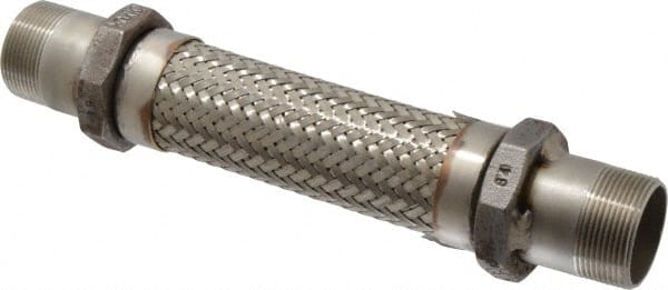 Made in USA - 12" OAL, 1-1/2" ID, 410 Max psi, Flexible Metal Hose Assembly - Exact Tool & Supply