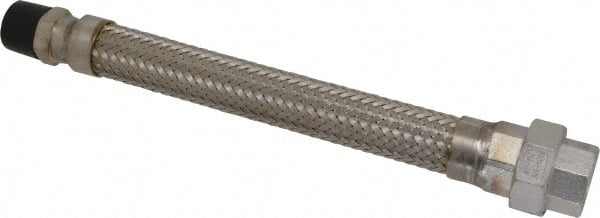 Made in USA - 12" OAL, 3/4" ID, 600 Max psi, Flexible Metal Hose Assembly - Exact Tool & Supply