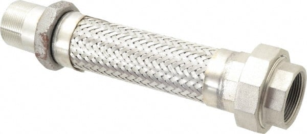 Made in USA - 12" OAL, 1-1/2" ID, 410 Max psi, Flexible Metal Hose Assembly - Exact Tool & Supply