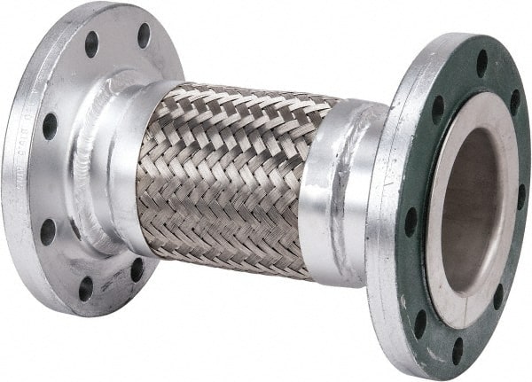 Made in USA - 12" OAL, 4" ID, 210 Max psi, Flexible Metal Hose Assembly - Exact Tool & Supply