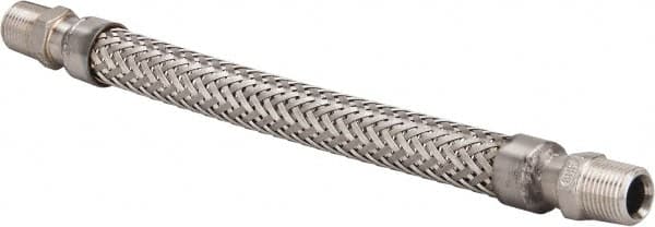 Made in USA - 12" OAL, 1/2" ID, 1,040 Max psi, Flexible Metal Hose Assembly - Exact Tool & Supply
