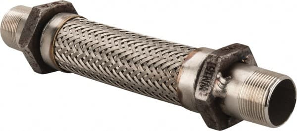 Made in USA - 12" OAL, 1-1/4" ID, 450 Max psi, Flexible Metal Hose Assembly - Exact Tool & Supply