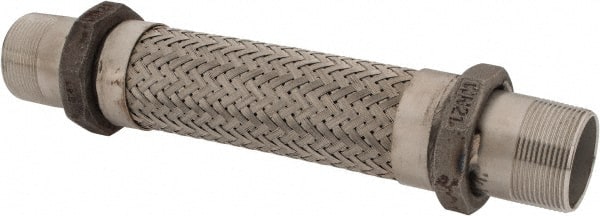 Made in USA - 12" OAL, 1-1/2" ID, 410 Max psi, Flexible Metal Hose Assembly - Exact Tool & Supply