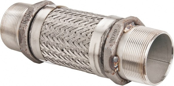 Made in USA - 12" OAL, 3" ID, 250 Max psi, Flexible Metal Hose Assembly - Exact Tool & Supply