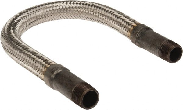 Made in USA - 18" OAL, 1/2" ID, 1,040 Max psi, Flexible Metal Hose Assembly - Exact Tool & Supply