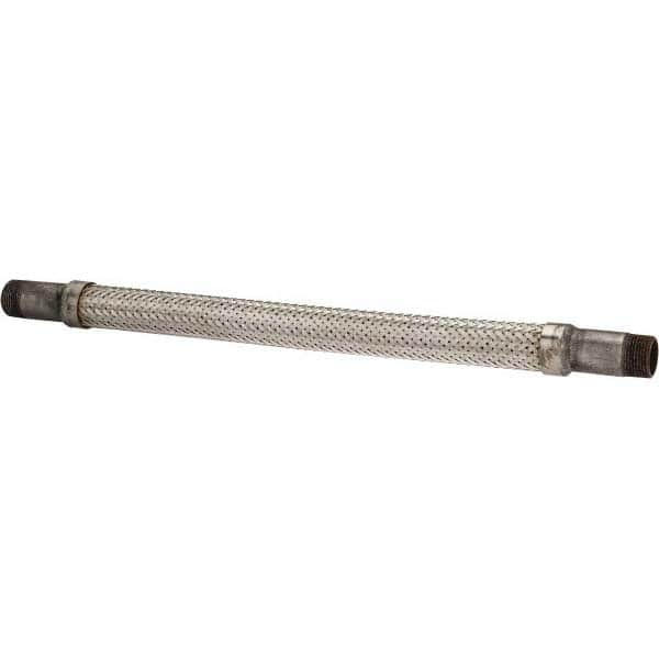 Made in USA - 18" OAL, 3/4" ID, 600 Max psi, Flexible Metal Hose Assembly - Exact Tool & Supply