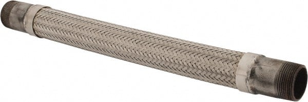 Made in USA - 18" OAL, 1-1/4" ID, 450 Max psi, Flexible Metal Hose Assembly - Exact Tool & Supply