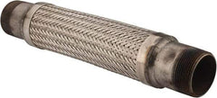 Made in USA - 18" OAL, 2-1/2" ID, Flexible Metal Hose Assembly - 2-1/2" Fitting, Carbon Steel Fitting, 321 Stainless Steel Hose - Exact Tool & Supply