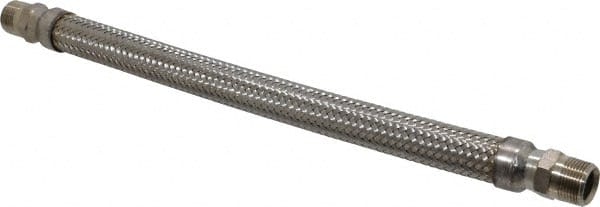 Made in USA - 18" OAL, 3/4" ID, 600 Max psi, Flexible Metal Hose Assembly - Exact Tool & Supply