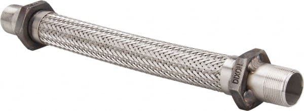 Made in USA - 18" OAL, 1-1/4" ID, 450 Max psi, Flexible Metal Hose Assembly - Exact Tool & Supply
