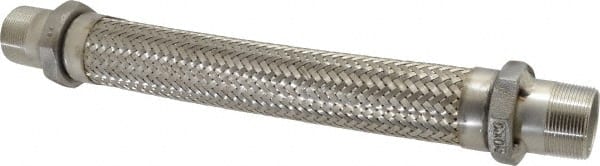 Made in USA - 18" OAL, 1-1/2" ID, 410 Max psi, Flexible Metal Hose Assembly - Exact Tool & Supply