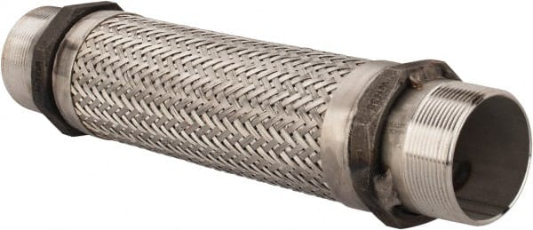 Made in USA - 18" OAL, 3" ID, 250 Max psi, Flexible Metal Hose Assembly - Exact Tool & Supply