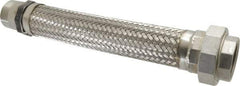 Value Collection - 18" OAL, 2" ID, 450 Max psi, Flexible Metal Hose Assembly - 2" Fitting, 304 Stainless Steel Fitting, 321 Stainless Steel Hose - Exact Tool & Supply