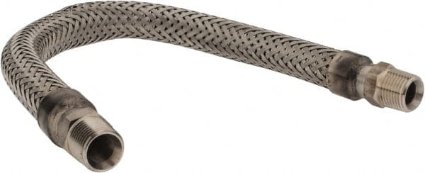 Made in USA - 18" OAL, 1/2" ID, 1,040 Max psi, Flexible Metal Hose Assembly - Exact Tool & Supply
