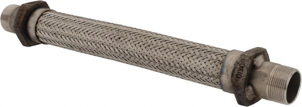 Made in USA - 18" OAL, 1-1/4" ID, 450 Max psi, Flexible Metal Hose Assembly - Exact Tool & Supply